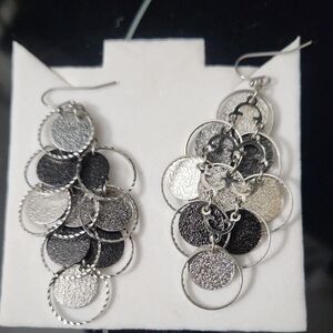 Chic Silver and Black Dangle Earrings